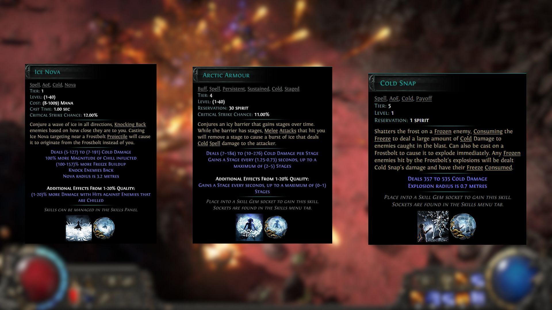 Cold skills in the build (Image via Grinding Gear Games)